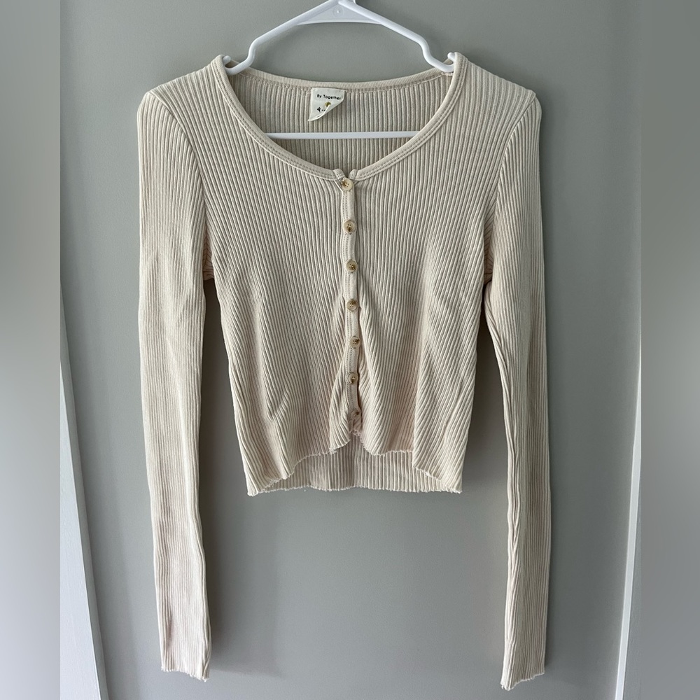 By Together Cream Long Sleeve Sweater Top Size Large